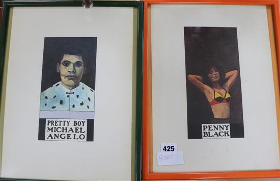 After Peter Blake, set of five colour prints, Red Power, Ebony Tarzan, Pretty Boy, Penny Black and The 35 x 25cm